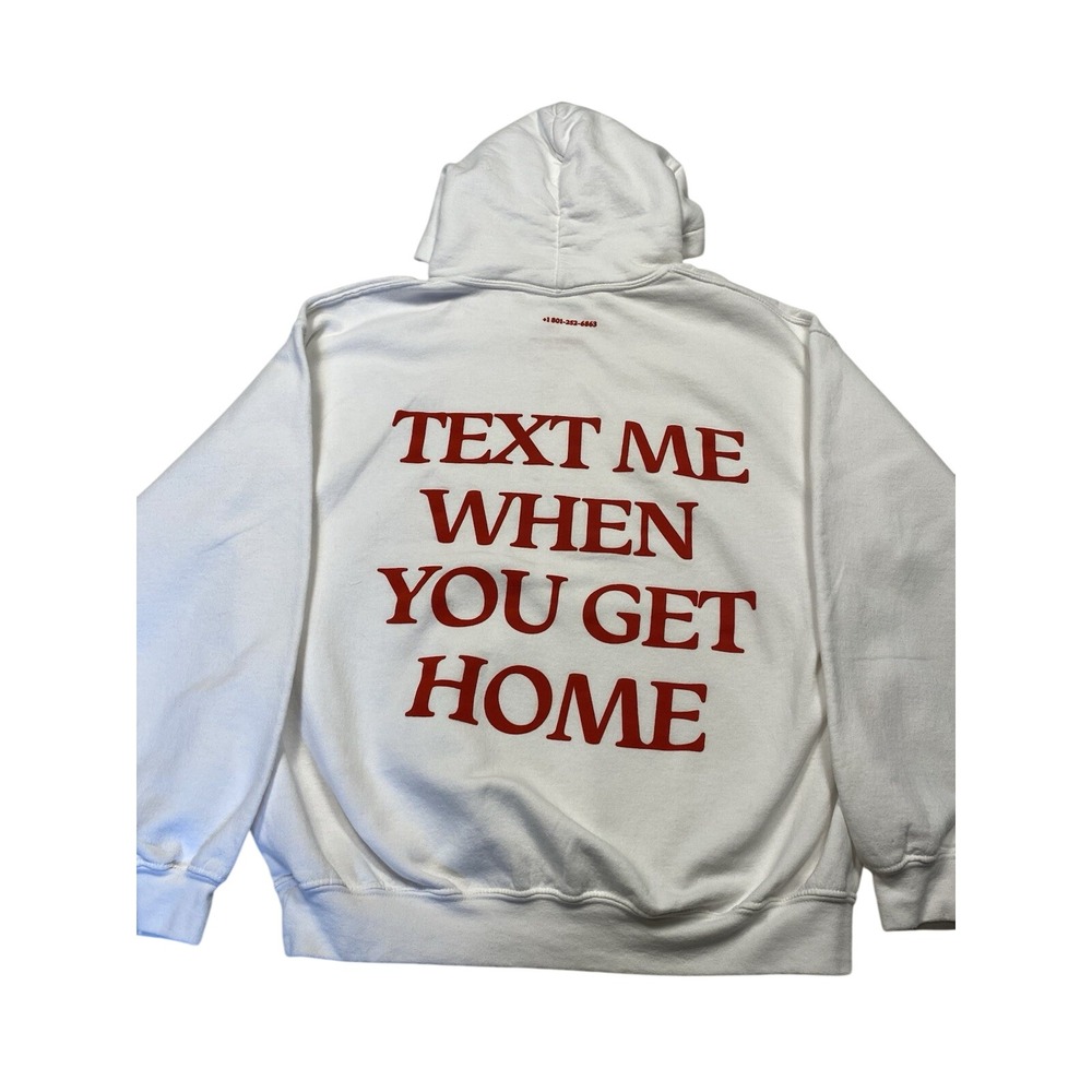 Lonely Ghost Hoodie Text Me When You Get Home Graphic Red White Large